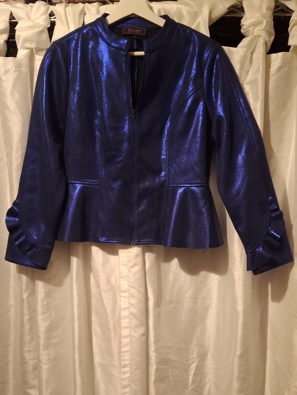 C. Wonder Metallic Royal Blue/purple Peplum Leather Jacket